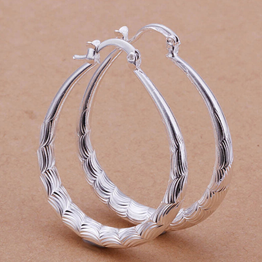 Earrings Exquisite U Shape Plated Silver Hoop Dangle Ear Rings for Dating Image 1