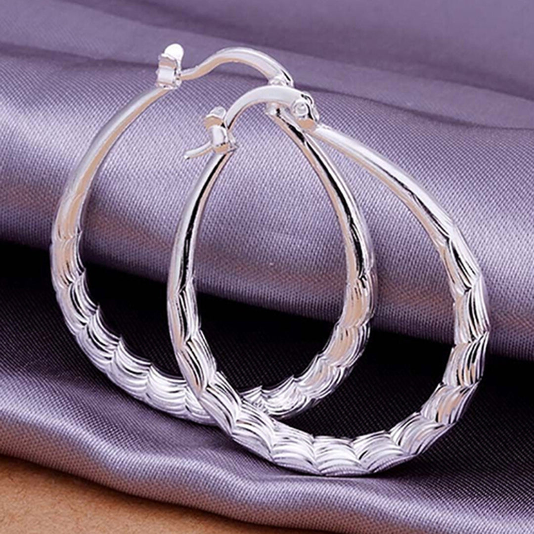 Earrings Exquisite U Shape Plated Silver Hoop Dangle Ear Rings for Dating Image 4