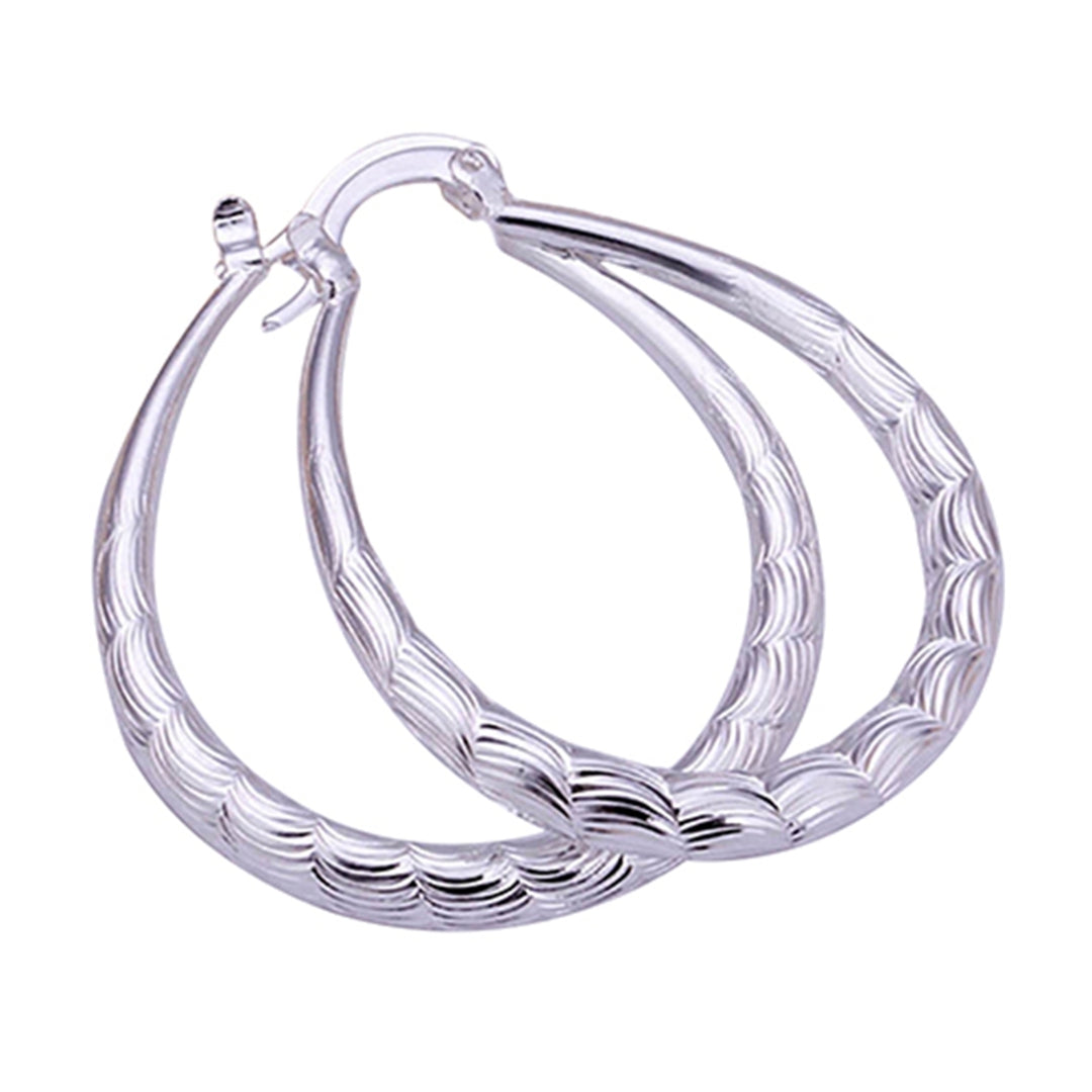 Earrings Exquisite U Shape Plated Silver Hoop Dangle Ear Rings for Dating Image 6