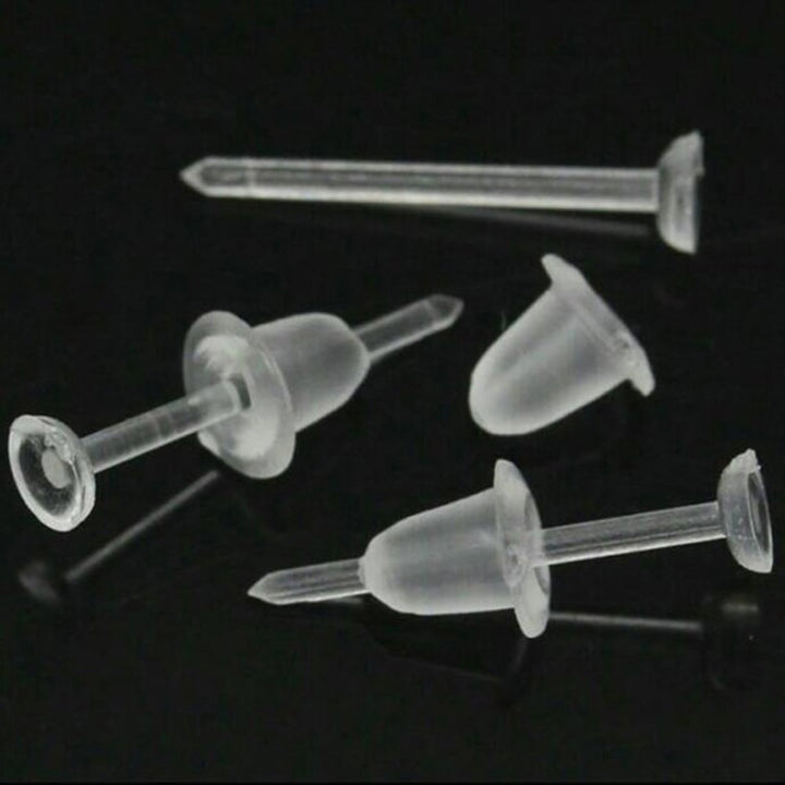 50Pcs Unisex Clear Plastic Earring Post Ear Pins Backs DIY Jewelry Accessory Image 4