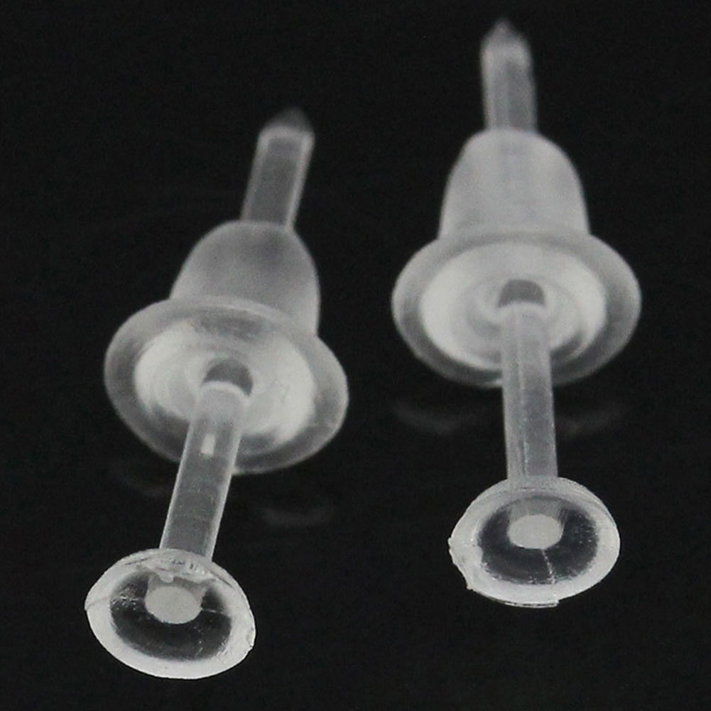 50Pcs Unisex Clear Plastic Earring Post Ear Pins Backs DIY Jewelry Accessory Image 4
