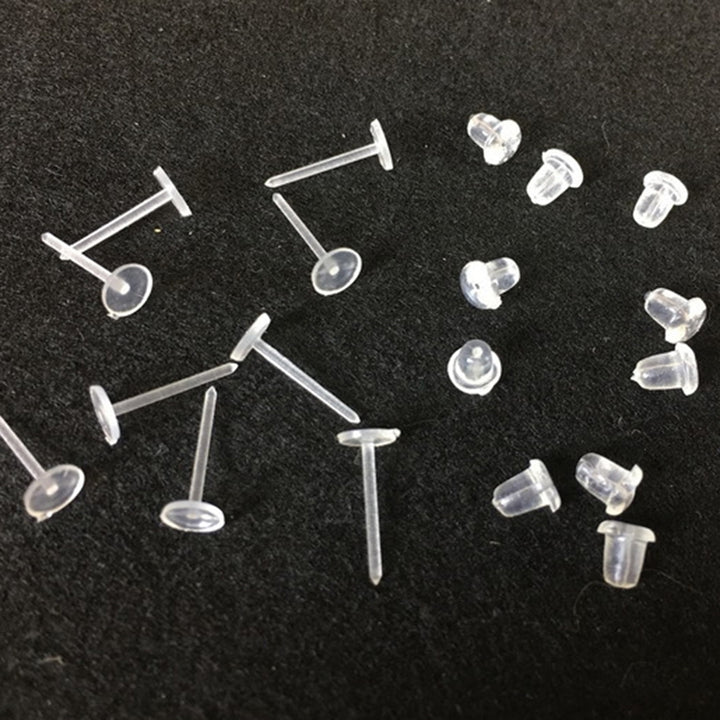 50Pcs Unisex Clear Plastic Earring Post Ear Pins Backs DIY Jewelry Accessory Image 6