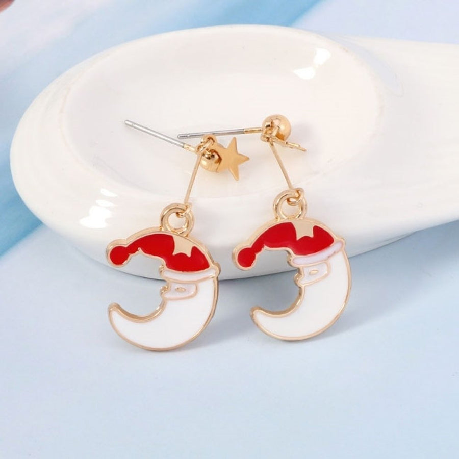 Women Fashion Christmas Style Moon Shape Dangler Earrings Jewelry Accessories Image 1