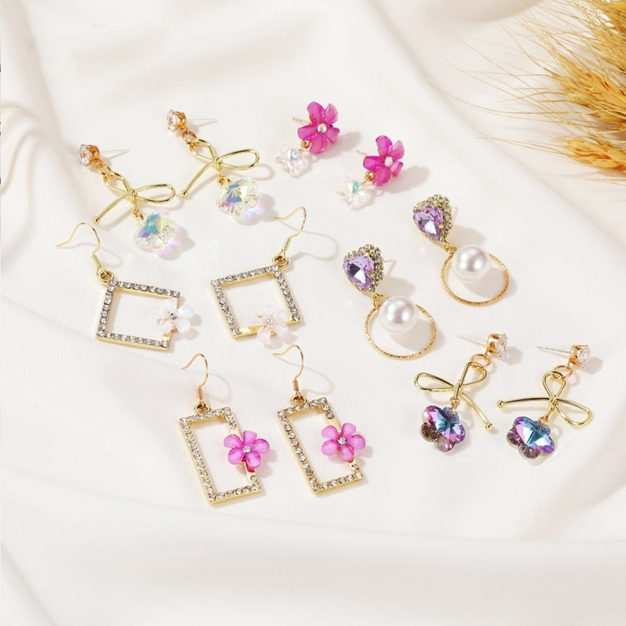 Women Elegant Gradient Color Faux Crystal Cubic Zirconia Long Earrings Jewelry Image 1