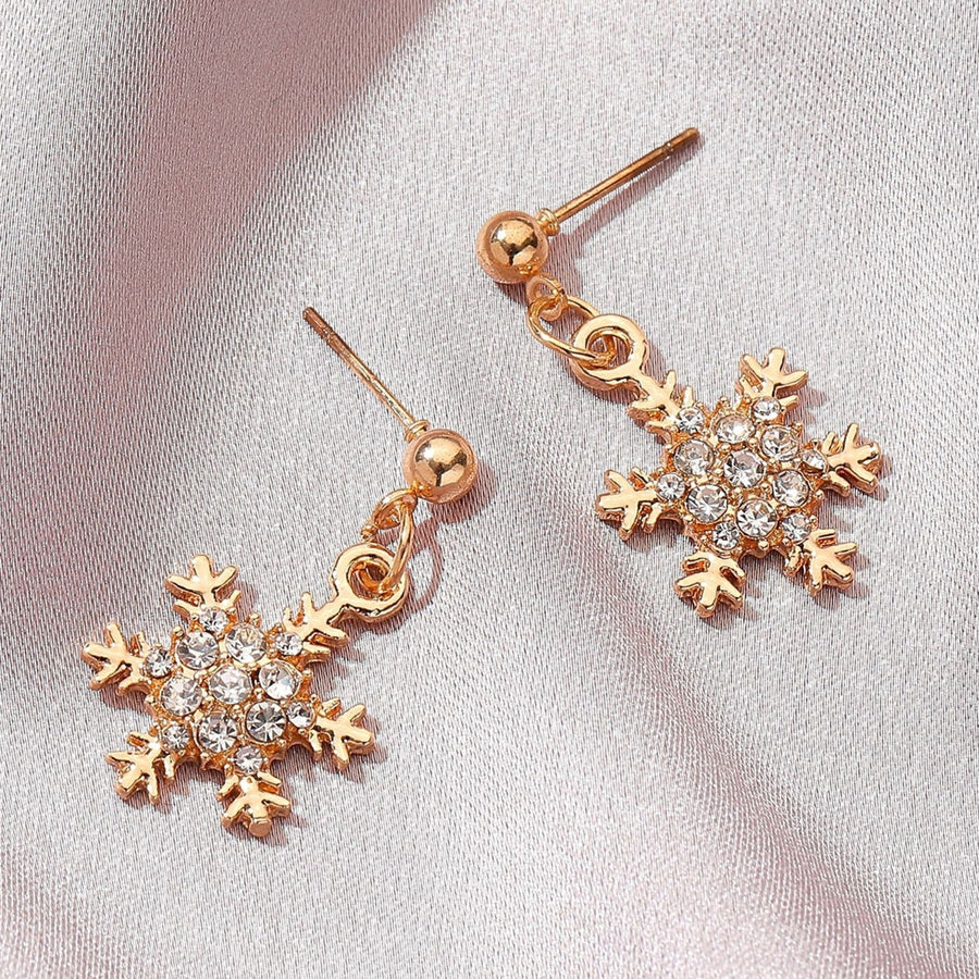 Women Elegant Snowflake Shape Zircon Pendant Ear Stud Earring Jewelry Accessory Image 1