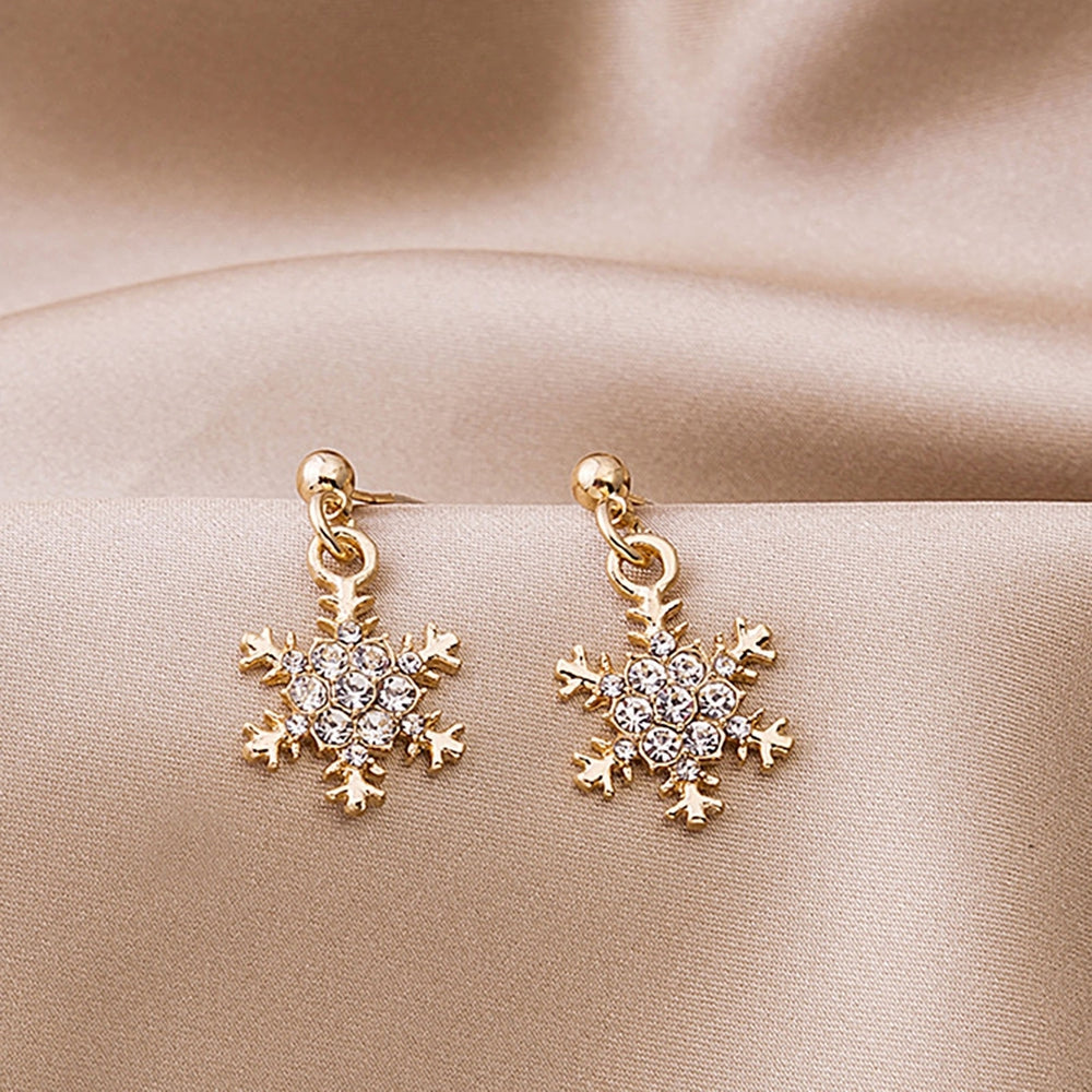 Women Elegant Snowflake Shape Zircon Pendant Ear Stud Earring Jewelry Accessory Image 2