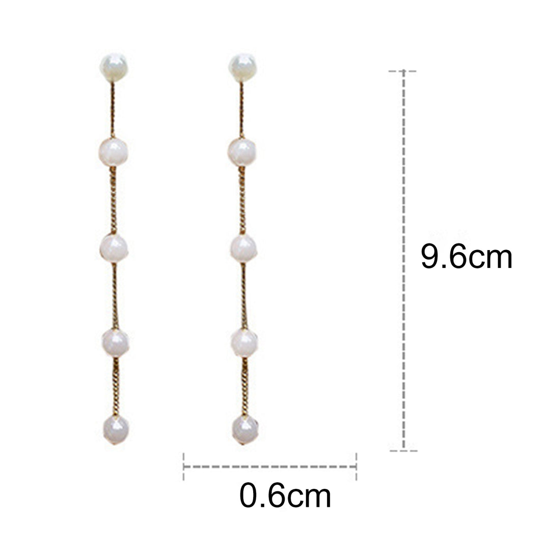 1 Pair Ladies Earrings Attractive Faux Pearl Earrings Charming Long Dangle Earrings for Daily Life Image 4