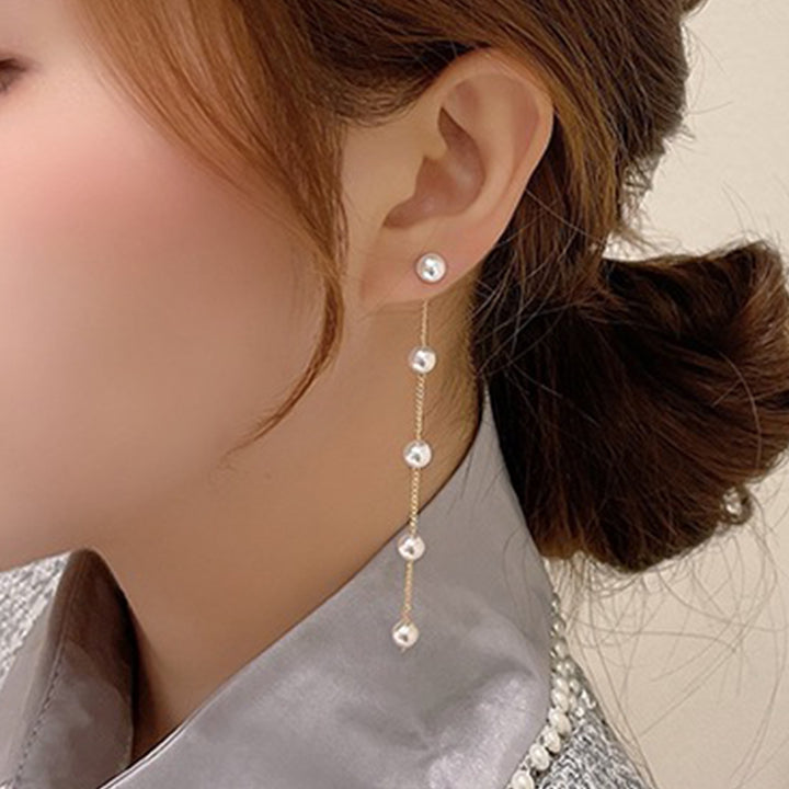 1 Pair Ladies Earrings Attractive Faux Pearl Earrings Charming Long Dangle Earrings for Daily Life Image 8