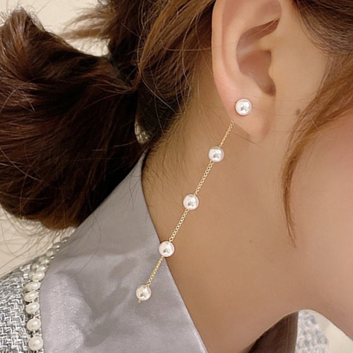 1 Pair Ladies Earrings Attractive Faux Pearl Earrings Charming Long Dangle Earrings for Daily Life Image 9