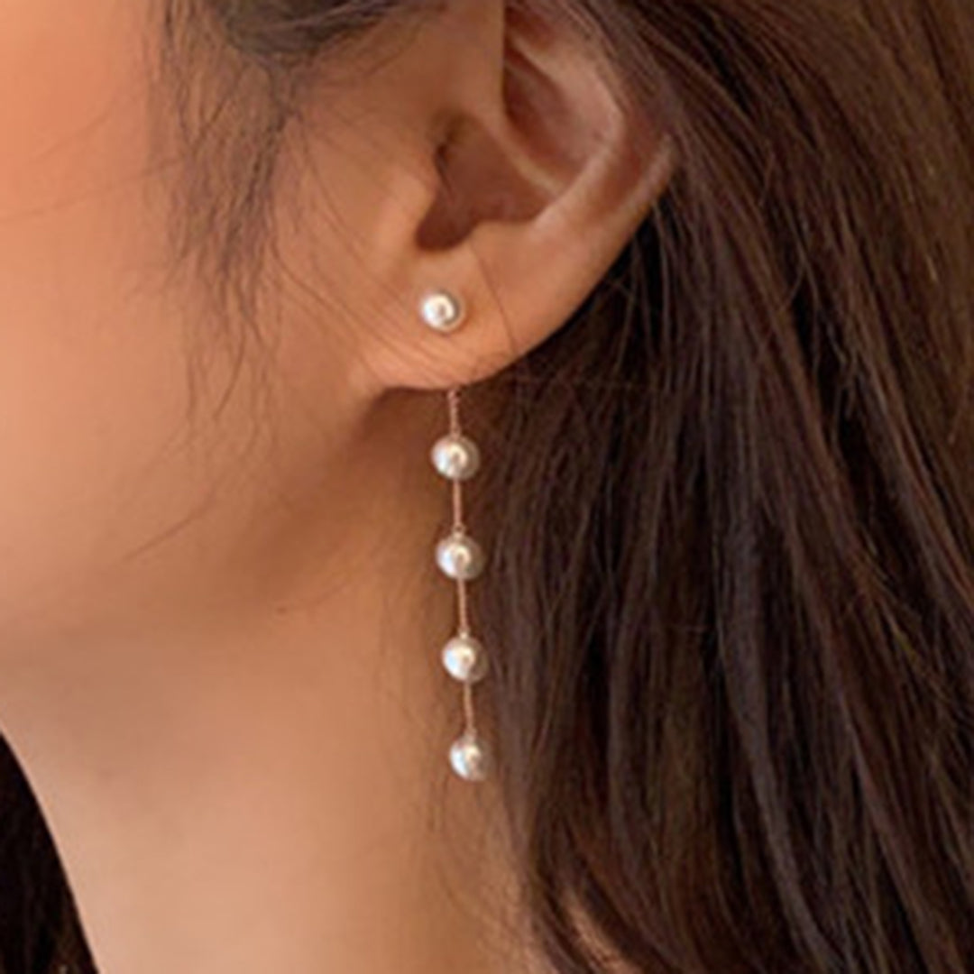 1 Pair Ladies Earrings Attractive Faux Pearl Earrings Charming Long Dangle Earrings for Daily Life Image 10