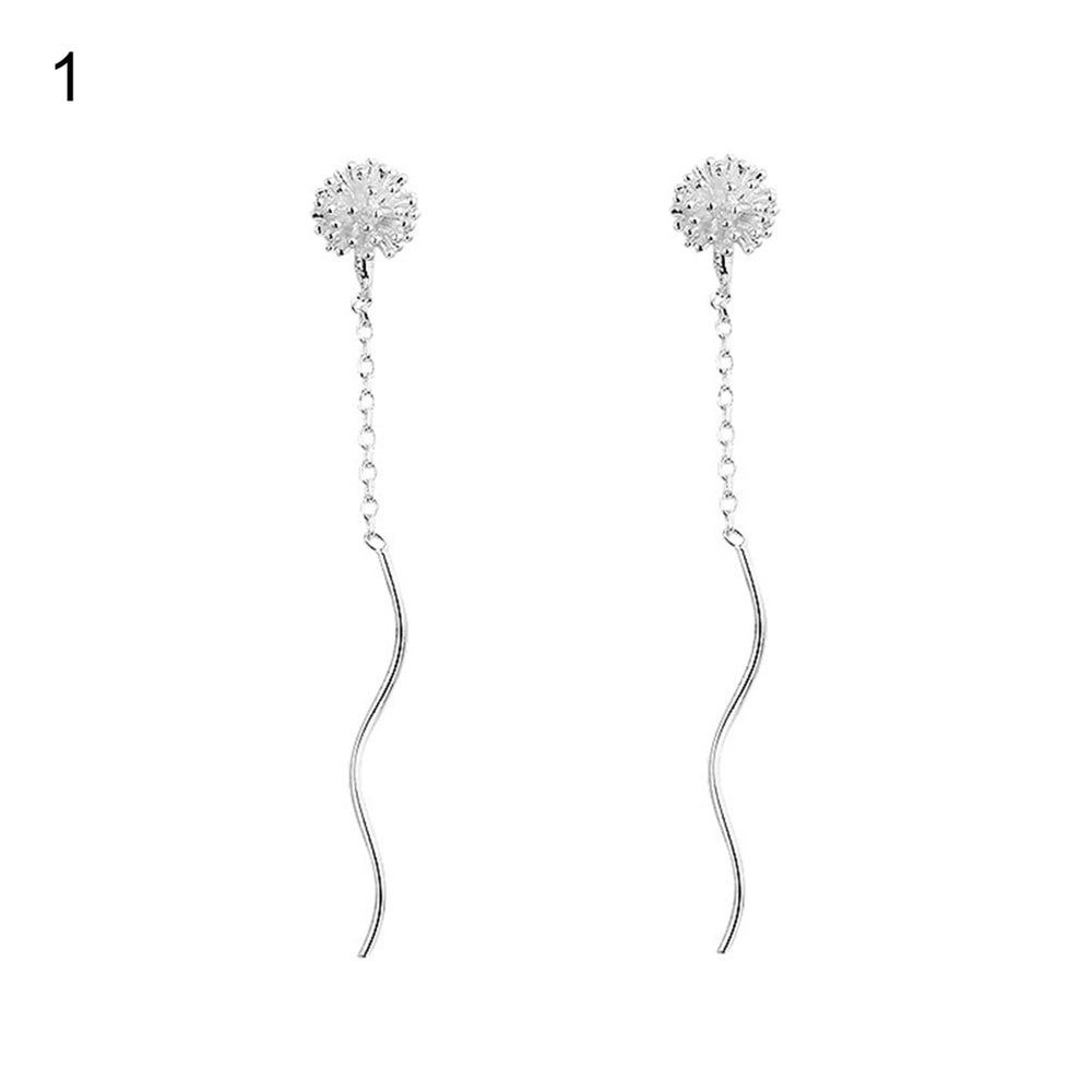 1 Pair Attractive Ladies Flower Earrings Decorative Long Dangle Dandelion Earrings for Daily Life Image 2