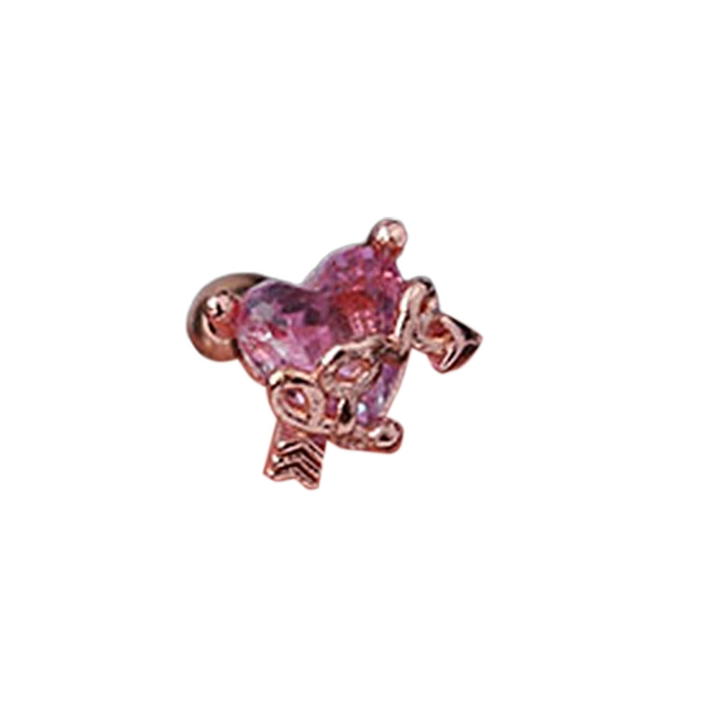 1Pc Mini Shining Beautiful Women Earring Heart Rhinestone Chain Ear Stud Jewelry Accessory Image 2