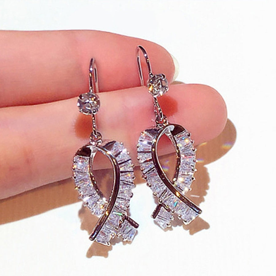 1 Pair Hook Earrings Bowknot Rhinestones Jewelry Delicate Long Lasting Drop Earrings for Daily Wear Image 1