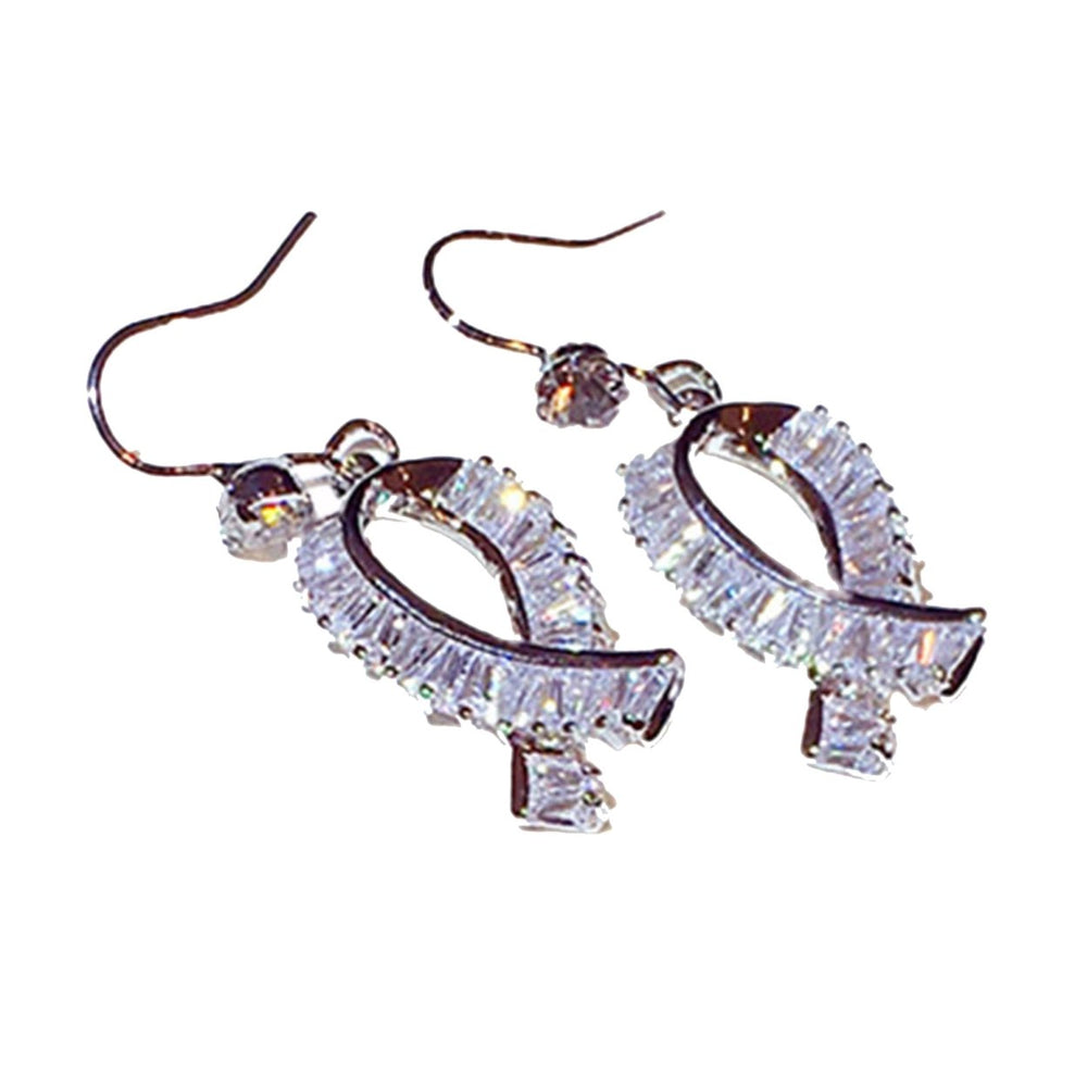 1 Pair Hook Earrings Bowknot Rhinestones Jewelry Delicate Long Lasting Drop Earrings for Daily Wear Image 2