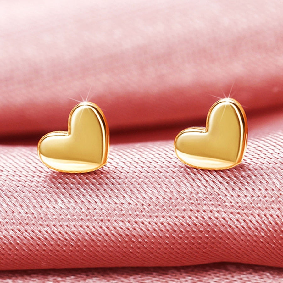 1 Pair Stud Earrings Heart Shape Smooth Surface Jewelry Elegant Glossy Earrings Jewelry Gifts Image 1