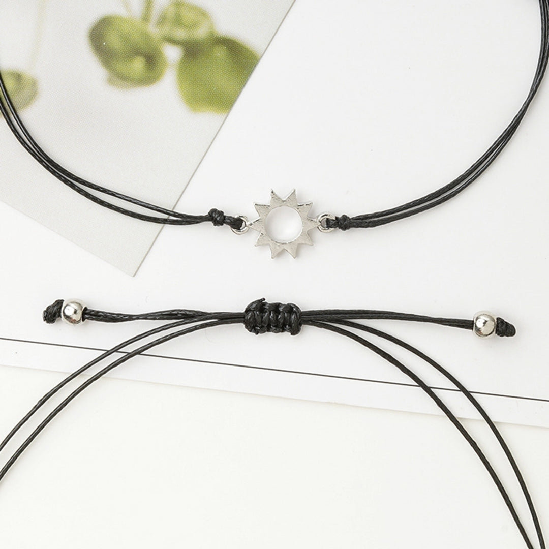 2Pcs Unisex Moon Sun Style Adjustable Couple Bracelet Friend Gift Accessories Image 4