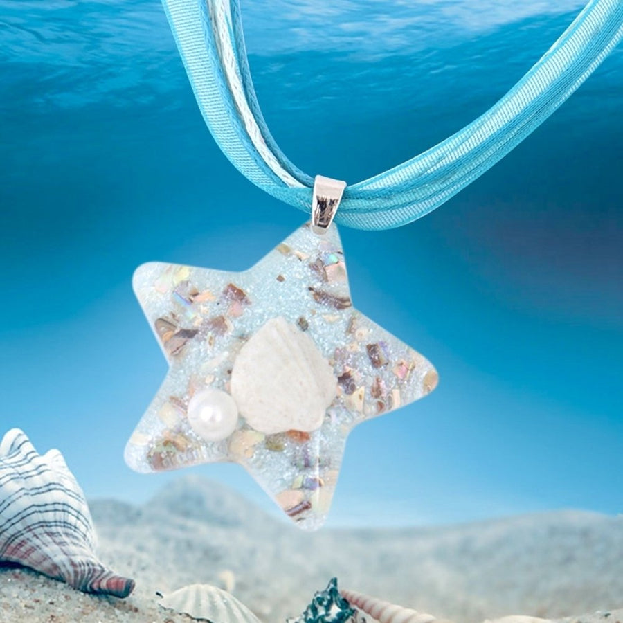 Fashion Women Star Pendant Necklace Silk Thread Ocean Style Beach Travel Jewelry Image 1