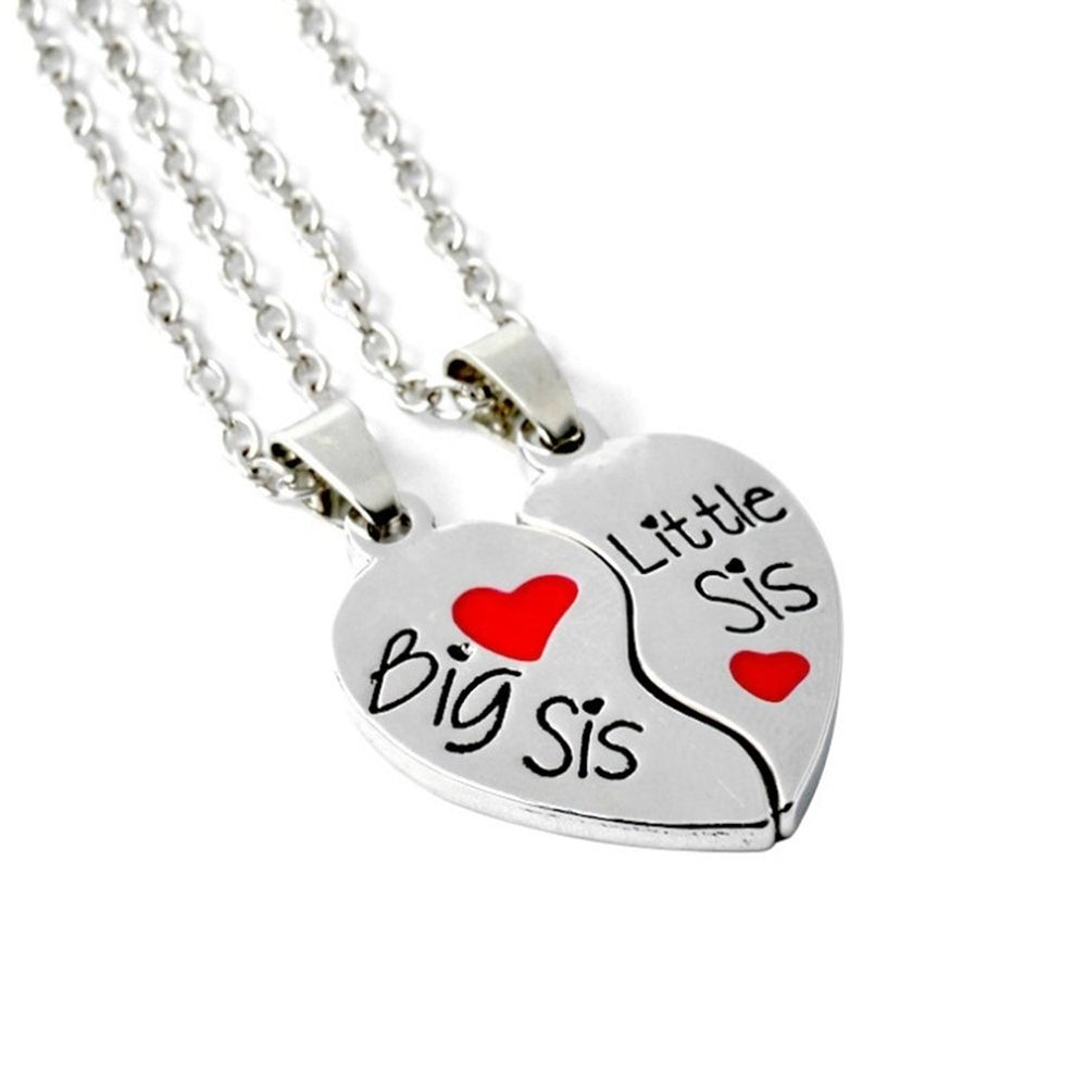 2Pcs Women Letters Broken Heart Pendant Matching Chain Necklaces Jewelry Image 2