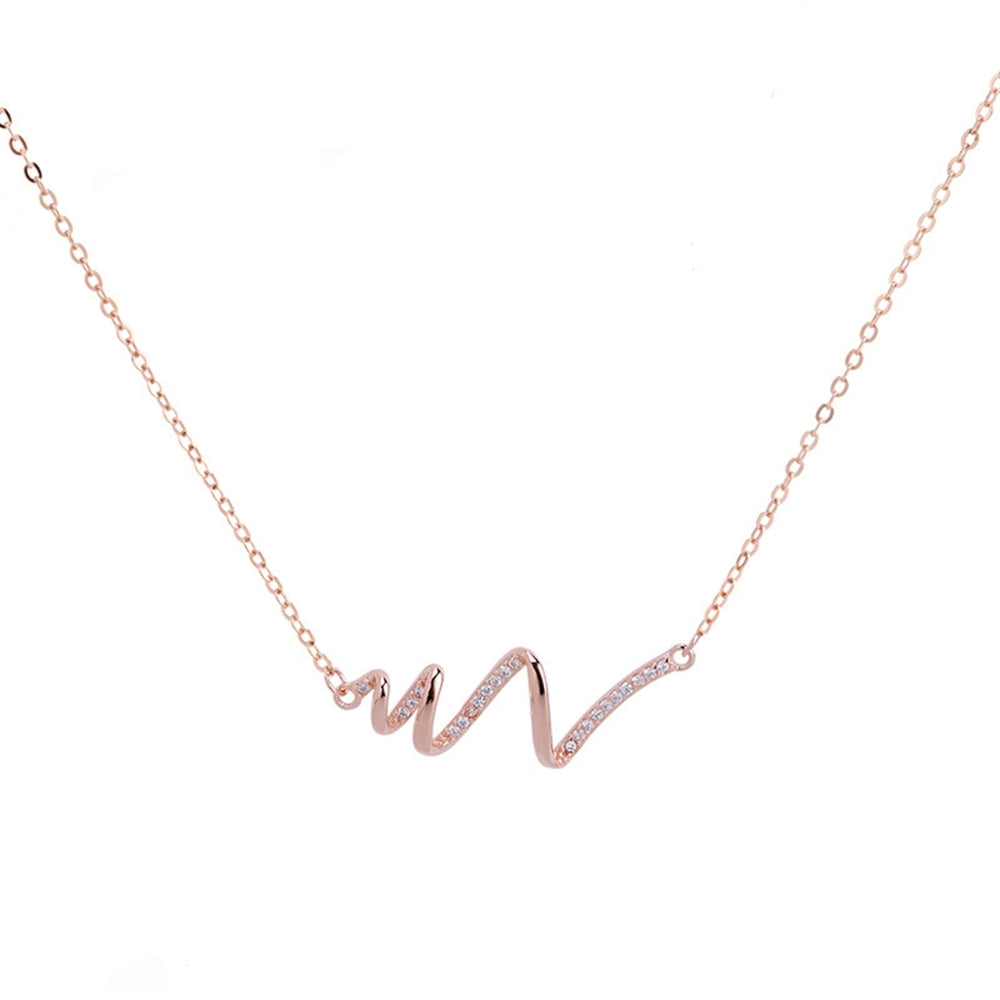 Fashion Heartbeat ECG Pendant Clavicle Chain Women Choker Necklace Jewelry Accessory for Valentine Day Image 2