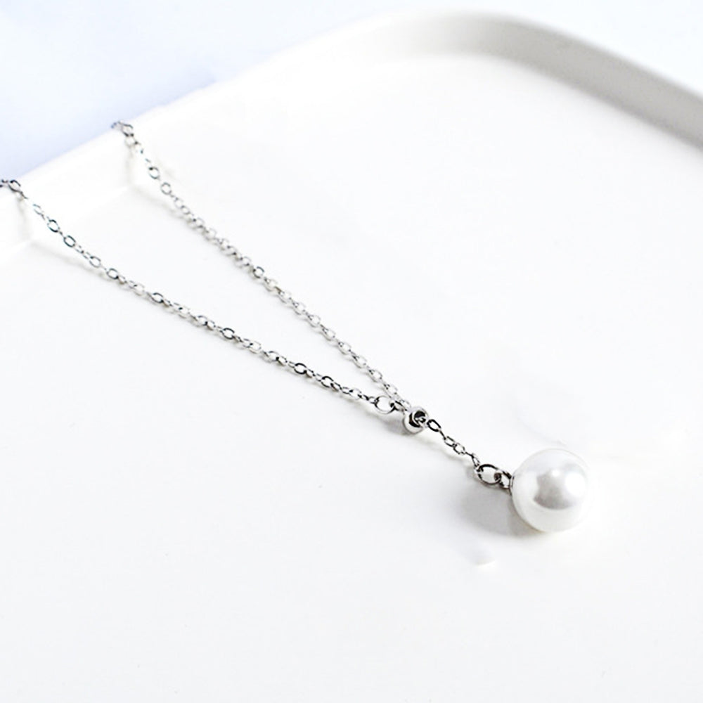 Fashion Simple Faux Pearl Thin Adjustable Chain Clavicle Necklace Jewelry Accessory for Valentine Day Image 2