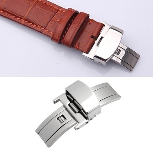 16/18/20mm Stainless Steel Curved End Band Watch Strap Bracelet Clasp Buckle Image 1