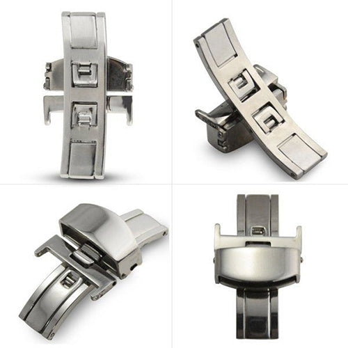 16/18/20mm Stainless Steel Curved End Band Watch Strap Bracelet Clasp Buckle Image 2
