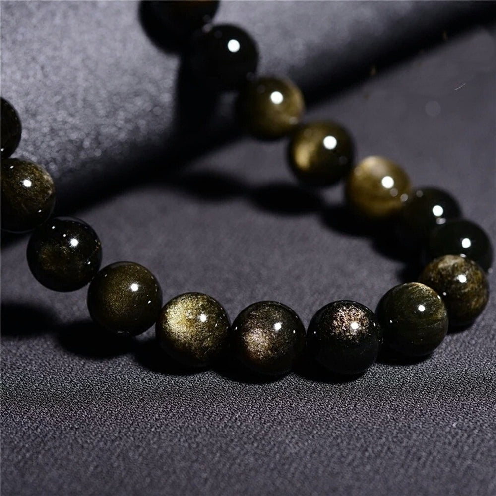Gold Obsidian Loose Beads Handmade Accessories for Jewelry Making Bracelet DIY Image 2