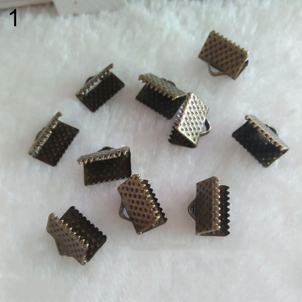 20 Pcs Ribbon Clamps Crimp Ends Bail Connector for Braccelet DIY Jewelry Findings Image 2
