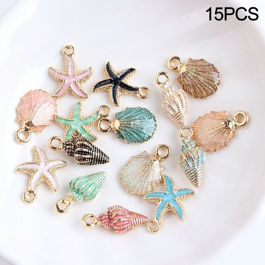 15 Pcs Unisex Jewelry Accessory Shell Conch Starfish Pendant for Necklace Bracelet Image 1