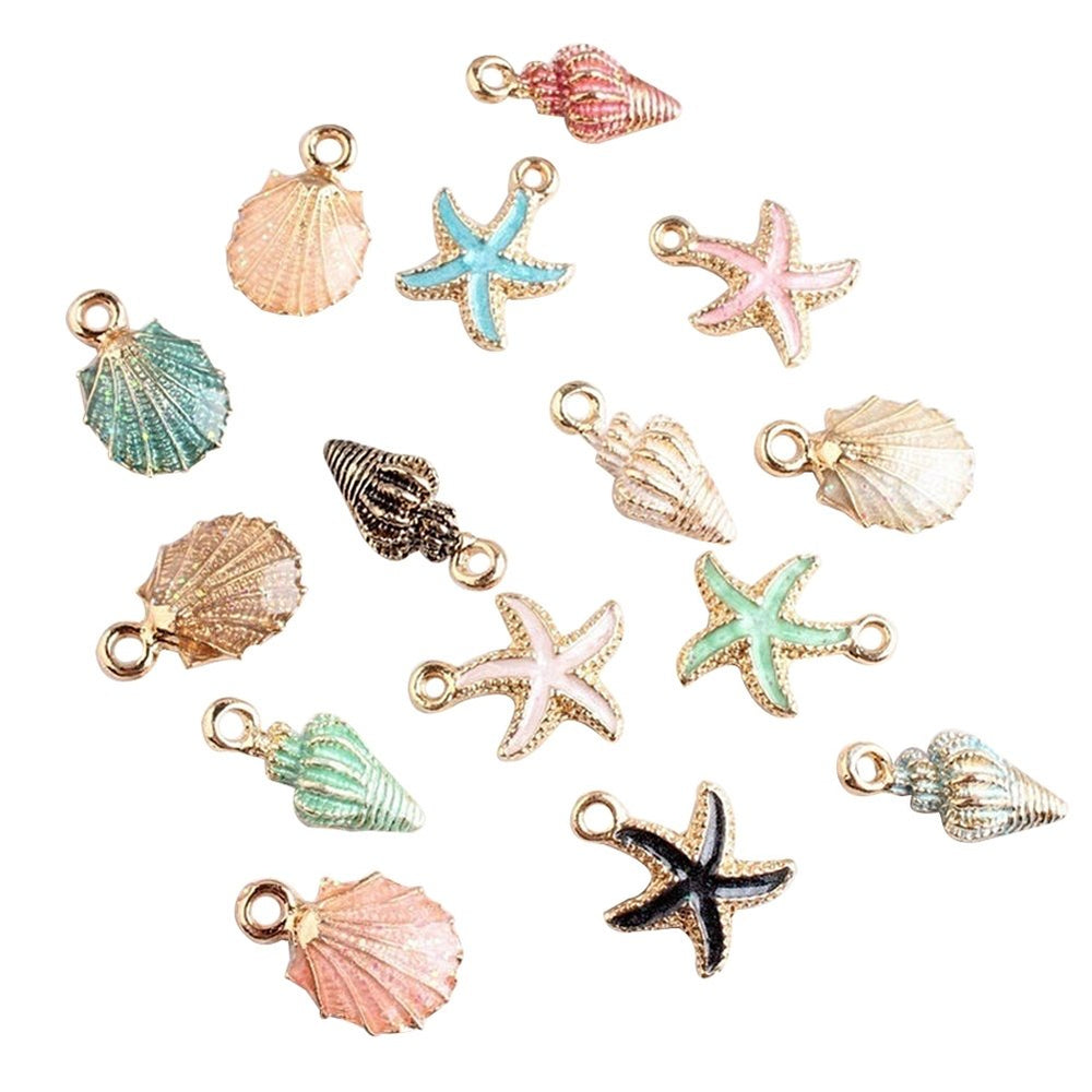 15 Pcs Unisex Jewelry Accessory Shell Conch Starfish Pendant for Necklace Bracelet Image 2