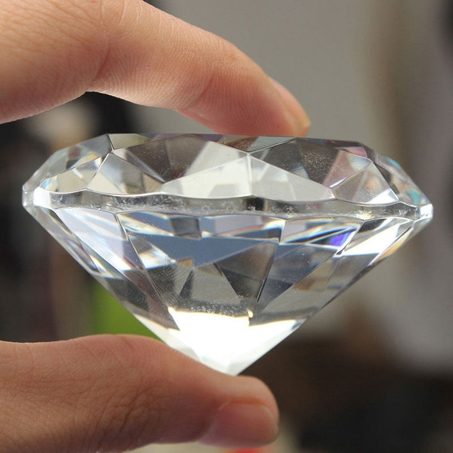40mm Clear Paperweight Faceted Cut Glass Giant Artificial Diamond Jewelry Decor Image 1