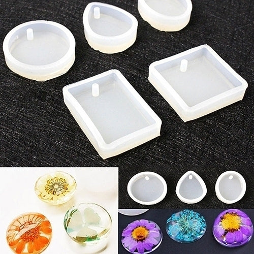 Silicone Round Square Teardrop Oval DIY Pendant Charm Mold Jewelry Making Tool Image 1