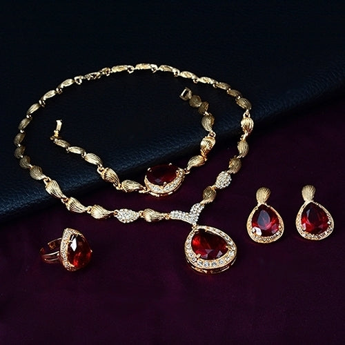 Women Formal Party Waterdrop Cubic Zirconia Necklace Earrings Bracelet Ring US6-9 Image 9