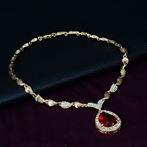 Women Formal Party Waterdrop Cubic Zirconia Necklace Earrings Bracelet Ring US6-9 Image 12