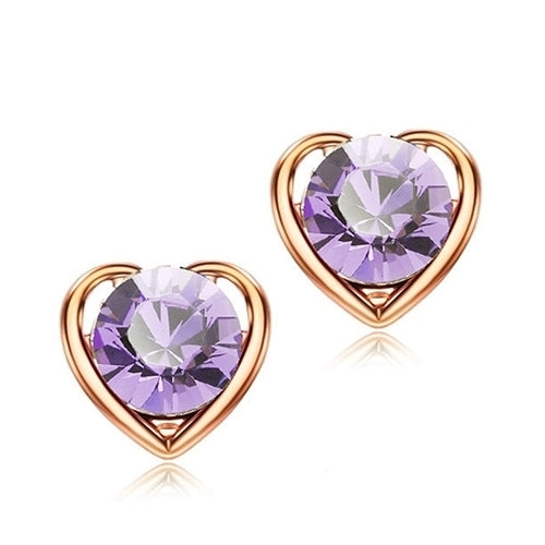 Womens Fashion Jewelry Heart Crystal Pendant Necklace Ear Studs Earrings Set Image 12