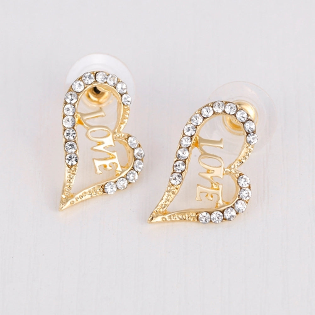 Women Hollow Love Heart Pendant Necklace Bracelet Ring Earrings Jewelry Set Image 9