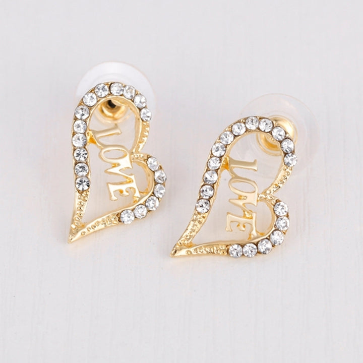 Women Hollow Love Heart Pendant Necklace Bracelet Ring Earrings Jewelry Set Image 9