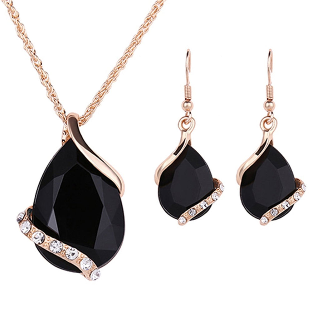 Womens Fashion Rhinestone Choker Chain Necklace Drop Earrings Jewelry Set Image 2