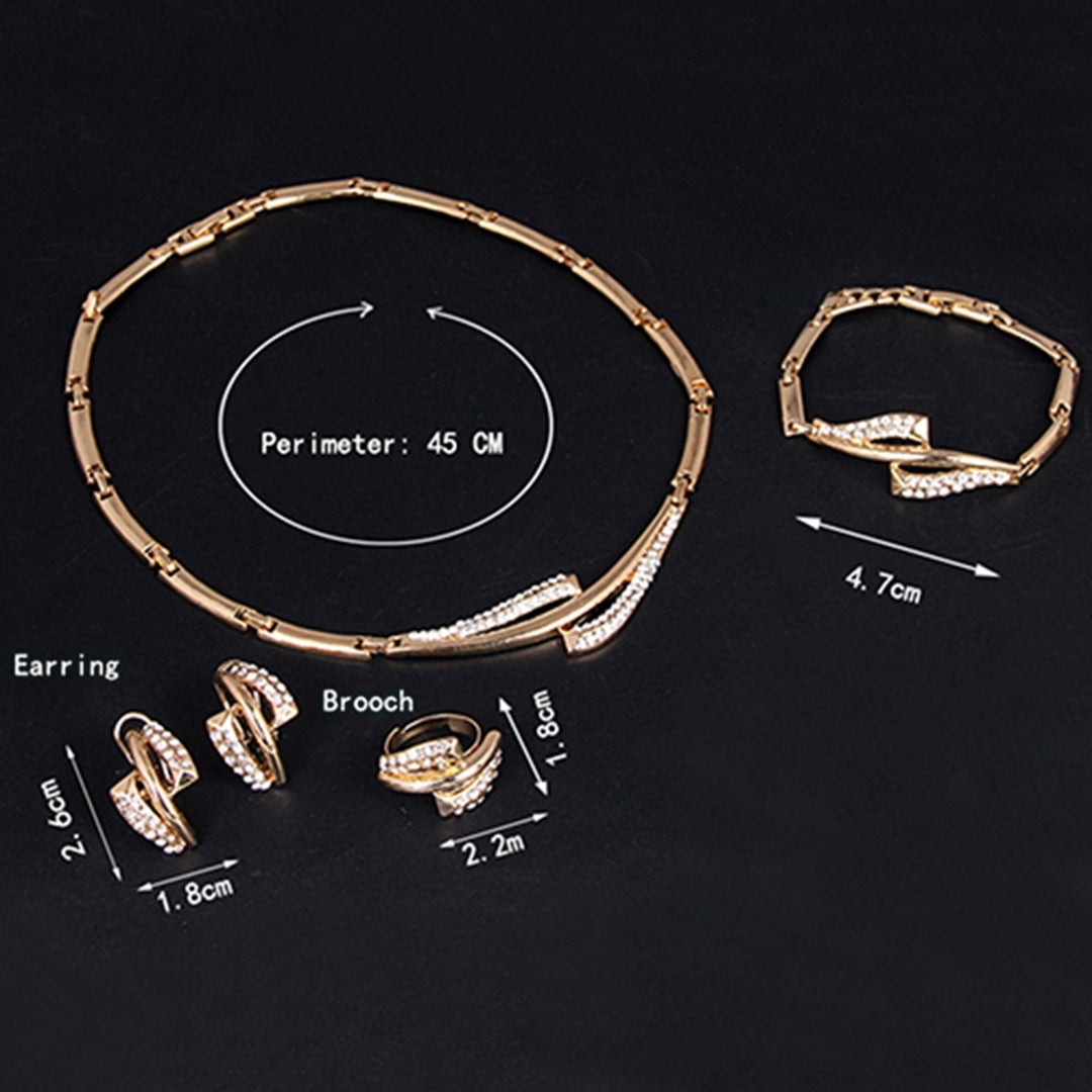 Women Waterdrop Hollow Statement Collar Necklace Ring Earrings Bracelet Set Image 12