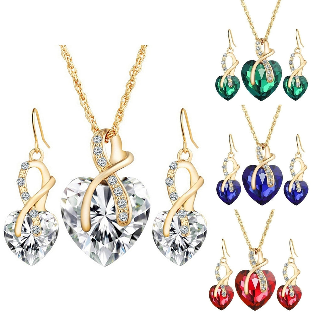 Jewelry Set Heart-Shaped Durable Alloy Necklace Earrings Jewelry Sets for Party Image 2