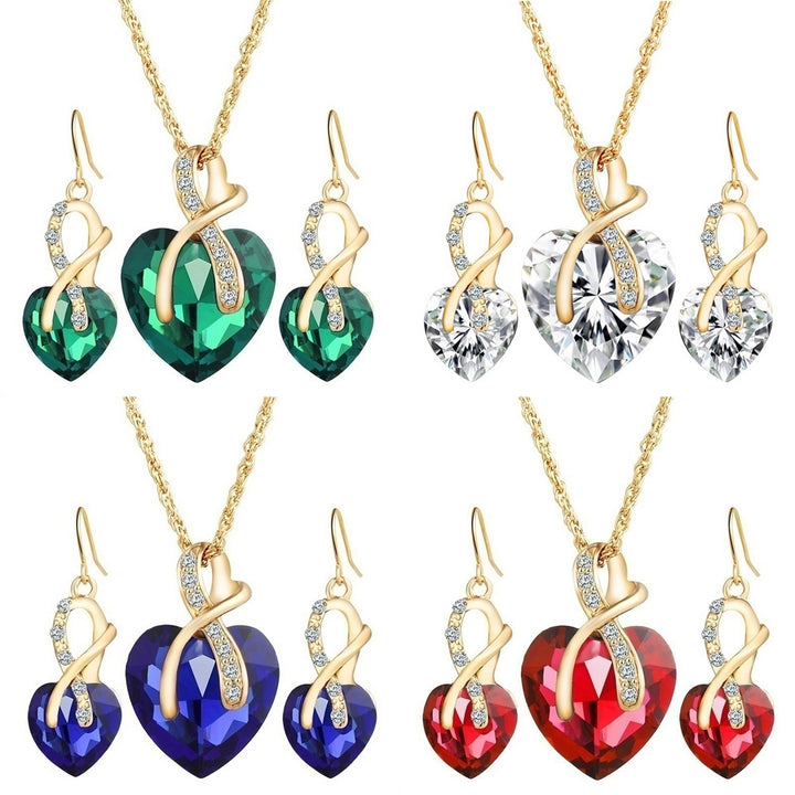 Jewelry Set Heart-Shaped Durable Alloy Necklace Earrings Jewelry Sets for Party Image 3
