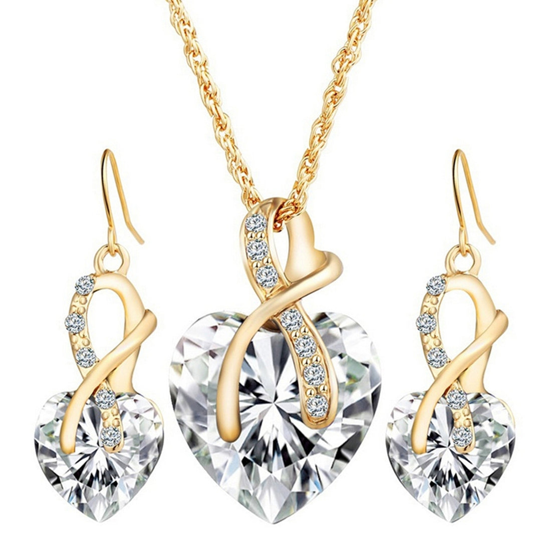 Jewelry Set Heart-Shaped Durable Alloy Necklace Earrings Jewelry Sets for Party Image 8