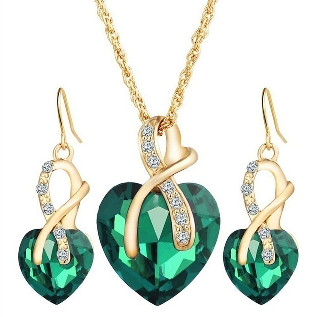 Jewelry Set Heart-Shaped Durable Alloy Necklace Earrings Jewelry Sets for Party Image 1