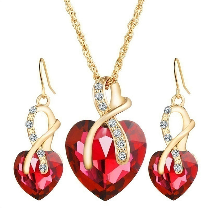 Jewelry Set Heart-Shaped Durable Alloy Necklace Earrings Jewelry Sets for Party Image 10