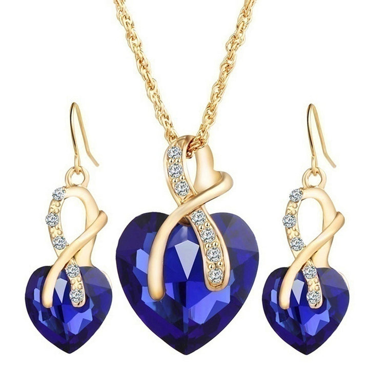 Jewelry Set Heart-Shaped Durable Alloy Necklace Earrings Jewelry Sets for Party Image 11