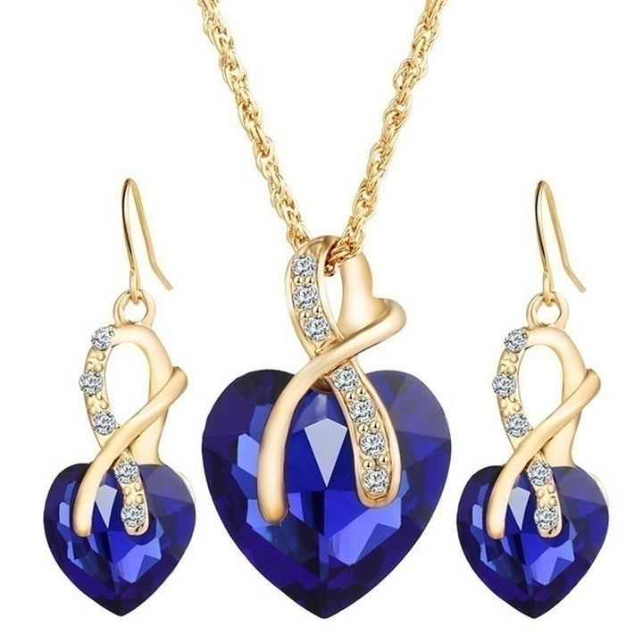 Jewelry Set Heart-Shaped Durable Alloy Necklace Earrings Jewelry Sets for Party Image 1
