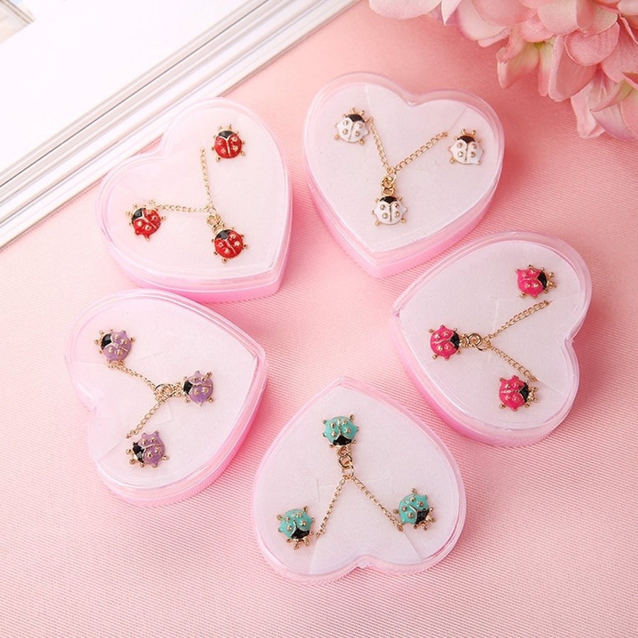 Cute Butterfly Bowknot Beetle Toddler Girls Necklace Ear Studs Jewelry Set Gift Image 1