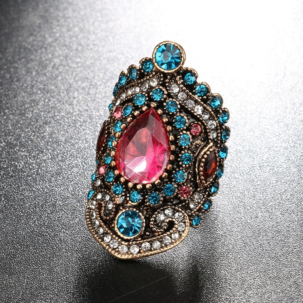 Women Bohemian Rhinestone Drop Earrings Eardrop Necklace Party Club Jewelry Set Image 8