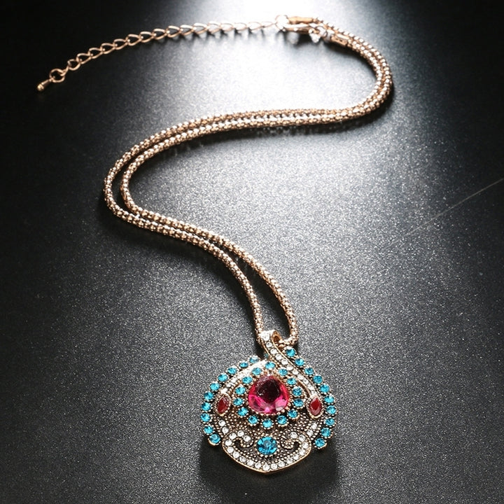 Women Bohemian Rhinestone Drop Earrings Eardrop Necklace Party Club Jewelry Set Image 12
