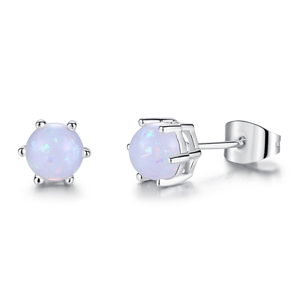 Elegant Faux Opal Pendant Chain Necklace Stud Earrings Women Jewelry Present Image 7